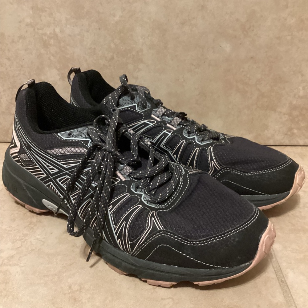 Black and Pink ASICS Athletic Sneakers